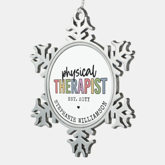 カスタムセラピストPT卒業プレゼント スノーフレークピューターオーナメント (右)