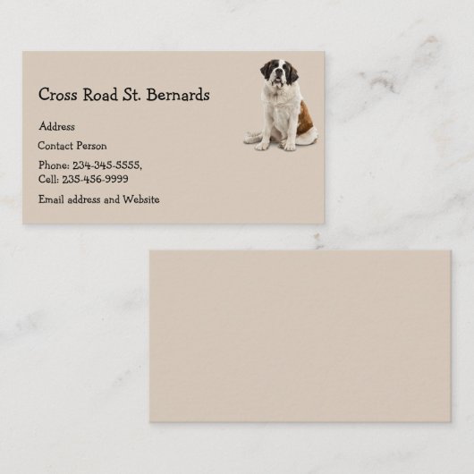 カスタムセントバーナルドッグペットアニマルロゴビジネスCa 名刺 (正面/裏面)