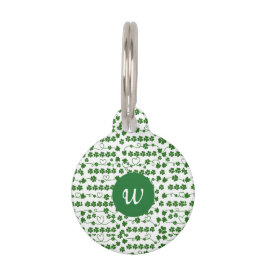 カスタムセントパトリックの日シャムロックハートホワイトグリーン ペット　ネームタグ