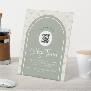 カスタムセージカレッジファンドQRコードペデスタルサイン 台座サイン