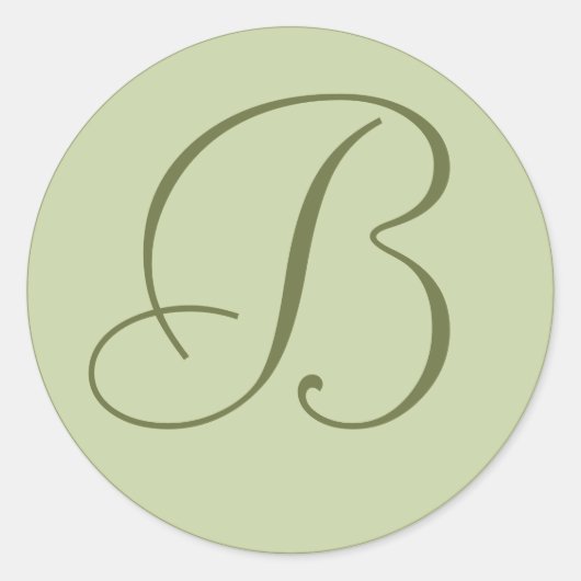 カスタムセージグリーンモノグラムの封筒用シール ラウンドシール (正面)