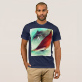 カスタムセーラーヴィンテージ水彩画モノグラムの船 Tシャツ (正面フル)