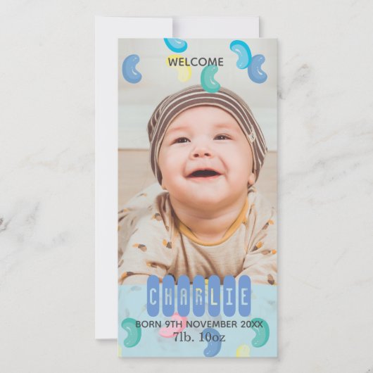 カスタムゼリー豆ベビー写真発表 案内状 (正面)