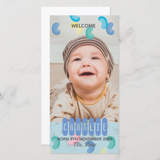 カスタムゼリー豆ベビー写真発表 案内状 (正面/裏面)