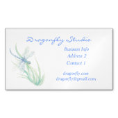 カスタムソフトウォーターカラーブルーグリーンドラゴンフライブシン マグネット名刺 (正面)