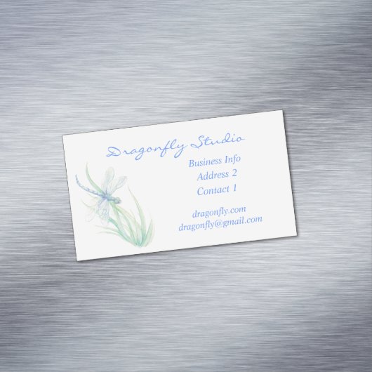 カスタムソフトウォーターカラーブルーグリーンドラゴンフライブシン マグネット名刺 (インサイチュ)