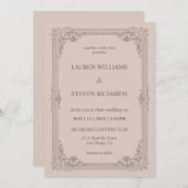 カスタムソフトパープルピンクヴィンテージフレ結婚ーム 招待状 (正面/裏面)