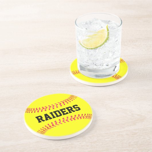 カスタムソフトボールチーム名文字スポーツコーチ選手 コースター (側面)