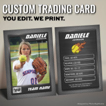 カスタムソフトボールトレーディングカード、ブラックグラファイトスポーツ