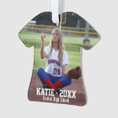 カスタムソフトボールプレーヤーの写真名チーム番号 オーナメント (正面)