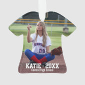 カスタムソフトボールプレーヤーの写真名チーム番号 オーナメント (裏面)