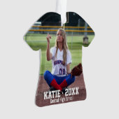 カスタムソフトボールプレーヤーの写真名チーム番号 オーナメント (正面)