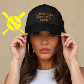 カスタムソフトボール倶楽部チームプレーヤーギフトwith City 刺繍入りキャップ
