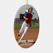 カスタムソフトボール写真選手の名前、学年 セラミックオーナメント (右)