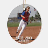 カスタムソフトボール写真選手の名前、学年 セラミックオーナメント (左)