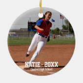 カスタムソフトボール写真選手の名前、学年 セラミックオーナメント (裏面)