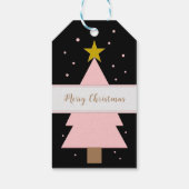 カスタムソロピンクのクリスマスツリー、ゴールデンスターブラック ギフトタグ (裏面)