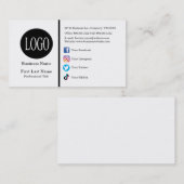 カスタムソーシャルメディアアイコンのミニマルモダンリスト 名刺 (正面/裏面)