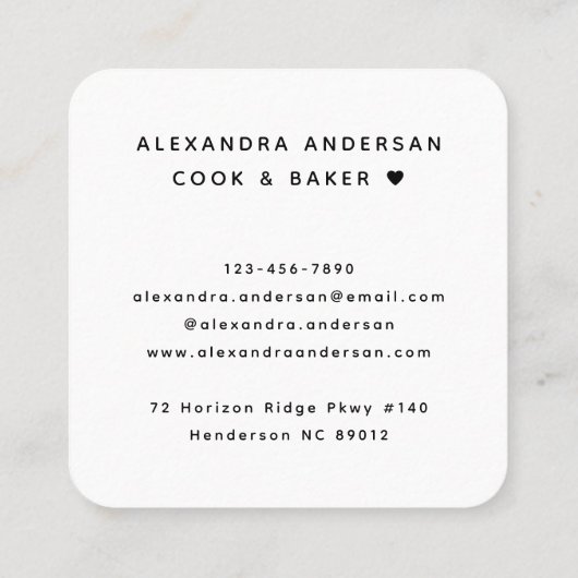 カスタムソーシャルメディアホワイトミニマモダンリスト スクエア名刺 (裏面)