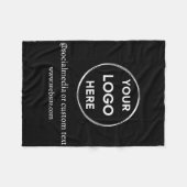 カスタムソーシャルメディアミニマリストビジネスブラック フリースブランケット (正面(横))