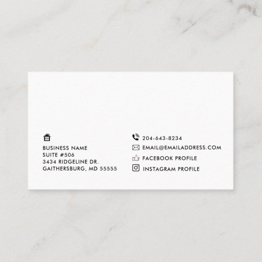 カスタムソーシャルメディモダンアアイコン付きミニマリスト 名刺 (裏面)