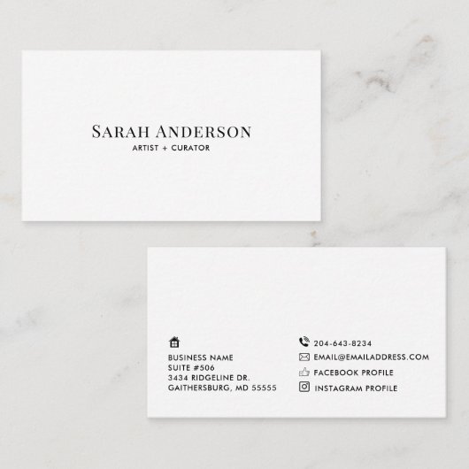 カスタムソーシャルメディモダンアアイコン付きミニマリスト 名刺 (正面/裏面)