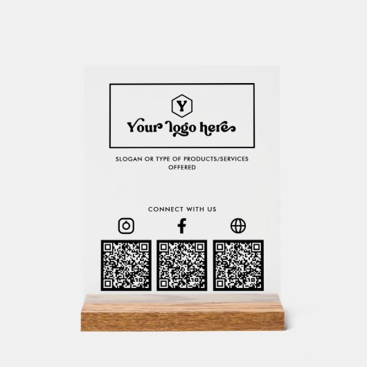 カスタムソーシャルメ数々のディアQRコードビジネス アクリルサイン (正面)