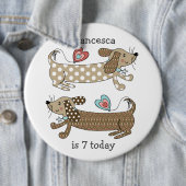 カスタムソーセージドッグダッシュント番号誕生日 缶バッジ (インサイチュ)