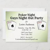 カスタムタイトル 緑のポーカー ナイト パーティー 招待状 (正面)