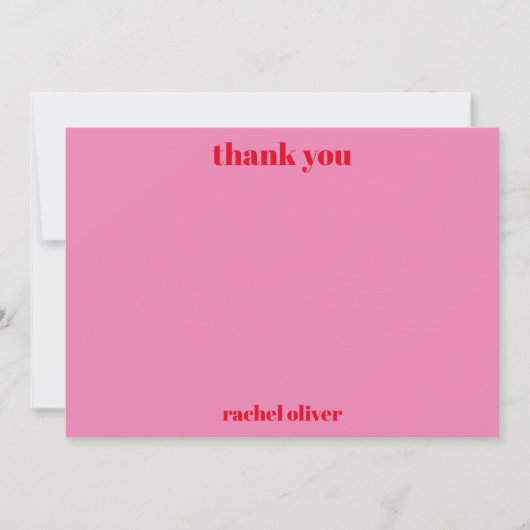 カスタムタイポグラフィはっきりしたピンクレッドモダンバルミツワー サンキューカード (正面)