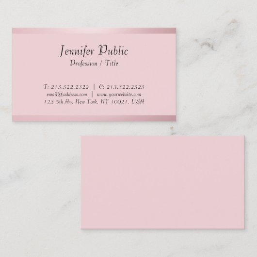 カスタムタイポグラフィスクリプトテンプレートバラ金ゴールド 名刺 (正面/裏面)