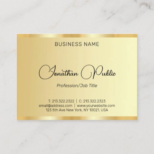 カスタムタイポグラフィスクリプト金ゴールドルックプロフェッショナル 名刺 (裏面)