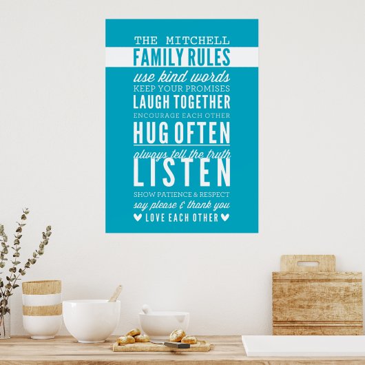 カスタムタイポグラフィモダンターコイズ ポスター (キッチン)