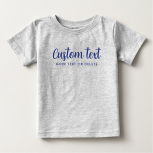 カスタムタイポグラフィーテキストピクトemplate グレー & ブルー ベビーTシャツ