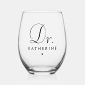 カスタムタイポグラフィ医エレガント士卒業 ステムなしワイングラス (正面)
