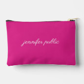 カスタムタイポグラフィ名または文字テンプレート無地のピンク アクセサリーポーチ (裏面)