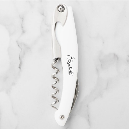 カスタムタイポグラフィ名エレガントモダンシンプル白 ソムリエナイフ (正面)