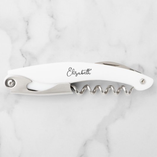 カスタムタイポグラフィ名エレガントモダンシンプル白 ソムリエナイフ (正面)