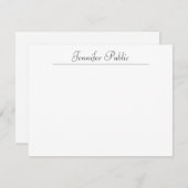 カスタムタイポグラフィ名エレガント文字ミニマリスト ノートカード (正面/裏面)