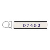 カスタムタウン名&郵便番号ネイビーブルー リストバンドキーホルダー (鍵左)