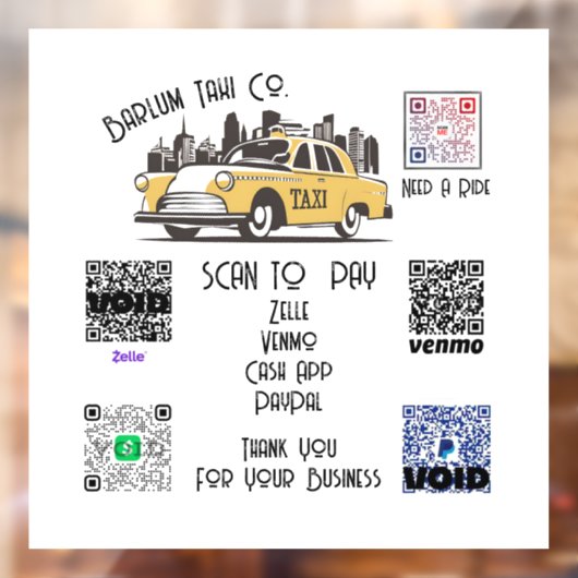カスタムタクシーQRコードサイン - 支払いとライドオプション ウィンドウサイン (シート2)