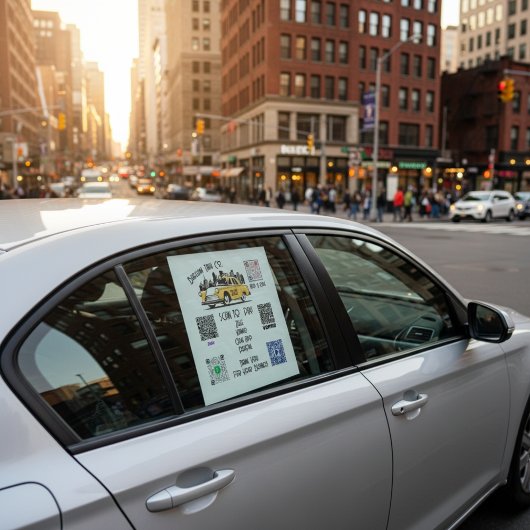 カスタムタクシーQRコード記号 – 支払い&ライドオプション ウィンドウサイン