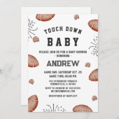 カスタムタッチダウンアメリカンフットボール赤ちゃんシャワー 招待状 (正面/裏面)