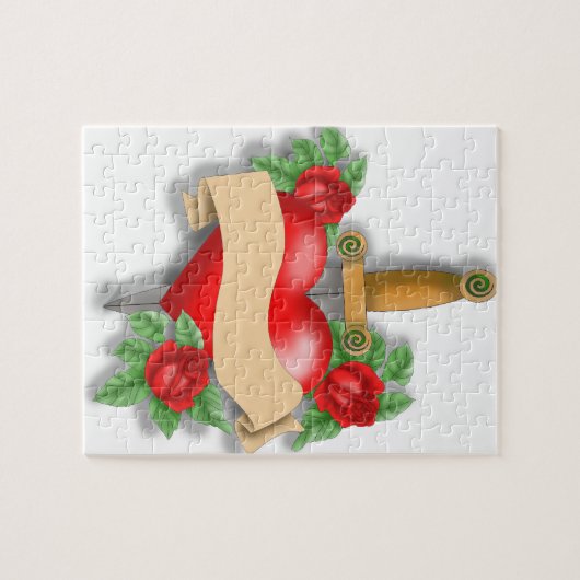 カスタムタトゥーハート ジグソーパズル (横)