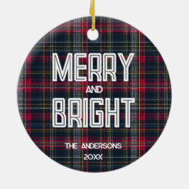 カスタムタルタン家族写真ホリデーグッズ Merry & Bright セラミックオーナメント