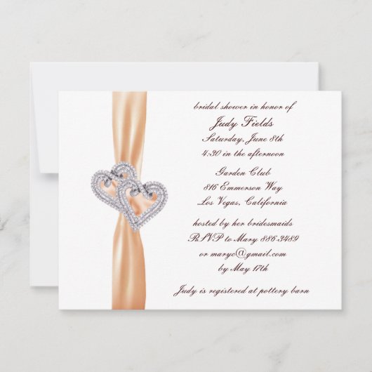 カスタムタンゲリンハートブライダルシャワー招待 招待状 (正面)