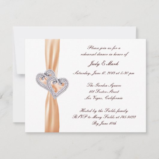 カスタムタンゲリンハートリハーサルディナー招待状 招待状 (正面)