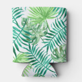 カスタムターコイズと緑の熱帯パーム葉: 缶クーラー (裏面)