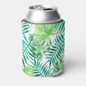 カスタムターコイズと緑の熱帯パーム葉: 缶クーラー (缶裏面)