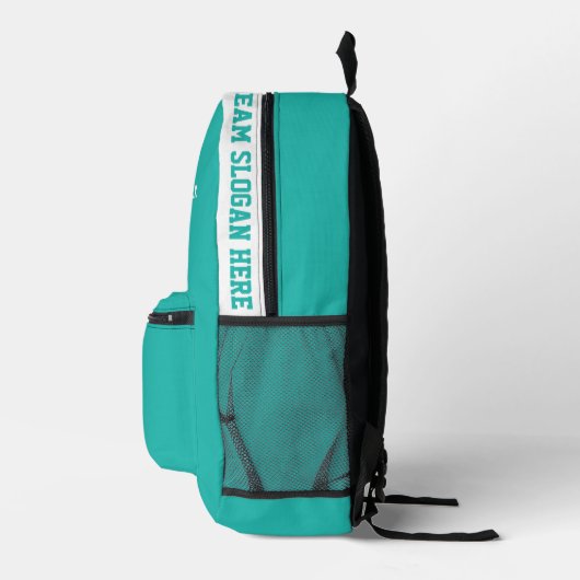 カスタムターコイズの青い名前、番号、チームスポーツ プリントバックパック (右)